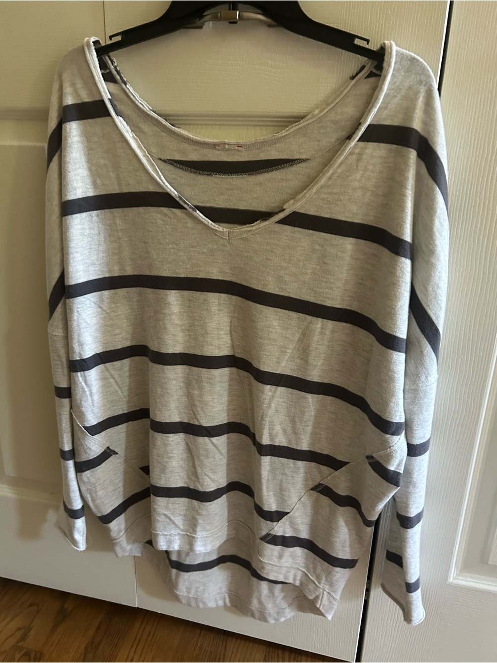 Urban Outfitters Gray Striped V-Neck Pullover